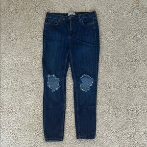 Free People Dark Wash Distressed Jeans - size 28